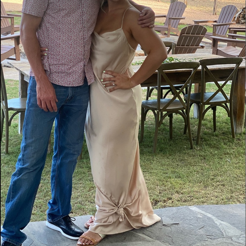Tuscan slip bridesmaid dress